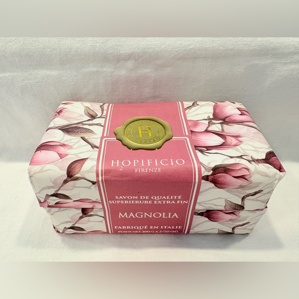 Hopificio Italian Luxury Bath Bar Soap 2 Pack Classic Magnolia Triple Milled